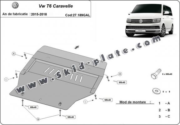 Galvanized steel skid plate for Volkswagen Transporter T6 Caravelle