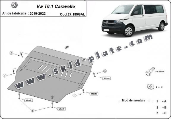 Galvanized steel skid plate for Volkswagen Transporter T6.1Caravelle