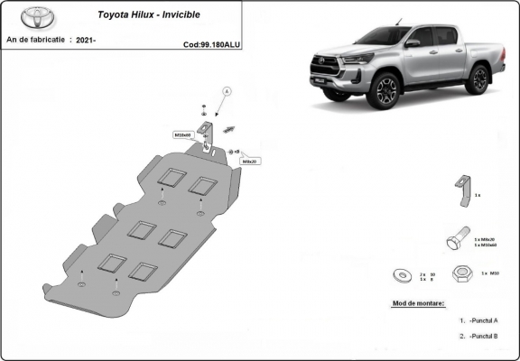 Aluminum fuel tank skid plate  for Toyota Hilux Invincible
