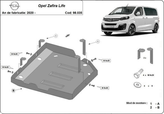 Steel AdBlue tank plate Opel Zafira Life