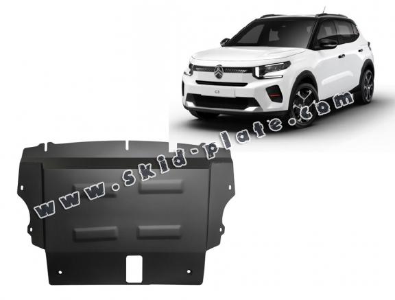 Steel skid plate for the protection of the engine and the gearbox for Citroen C3
