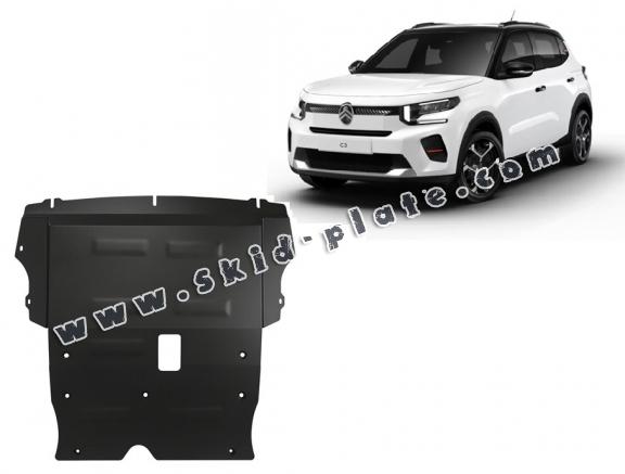 Steel skid plate for the protection of the engine and the gearbox for Citroen C3
