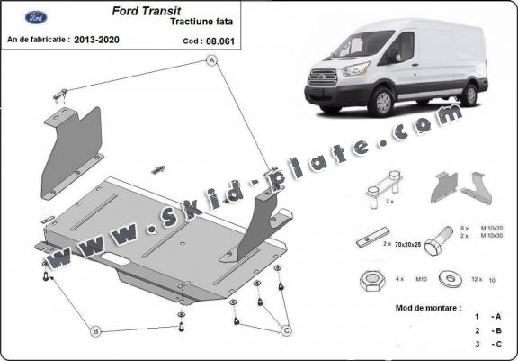Steel skid plate for Ford Transit- FWD