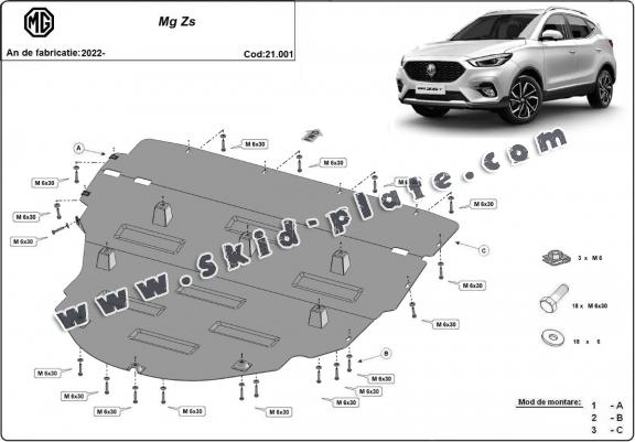 Steel skid plate for MG ZS