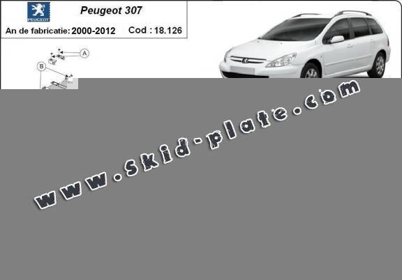 Steel skid plate for Peugeot 307