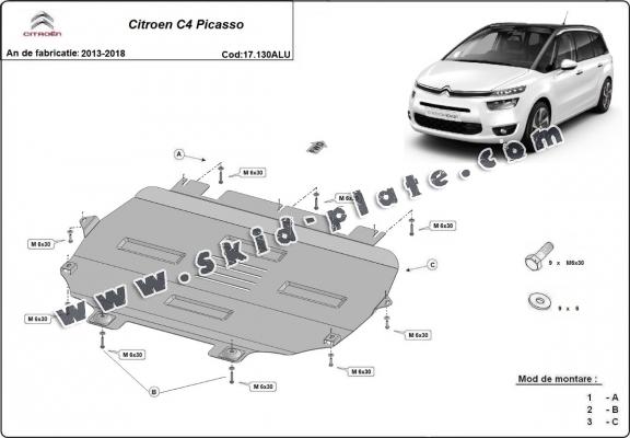 Aluminium skid plate for Citroen C4 Picasso