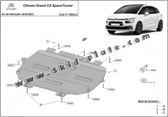 Aluminium skid plate for Citroen Grand C4 SpaceTourer