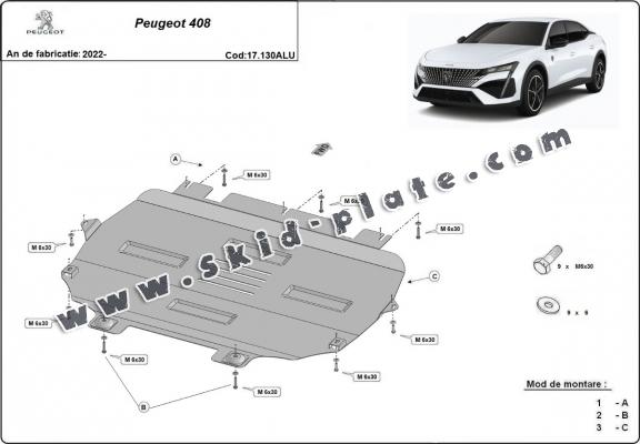 Aluminium skid plate for Peugeot 408