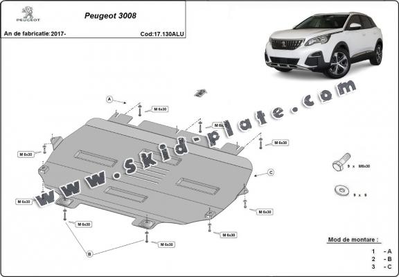 Aluminium skid plate for Peugeot 3008