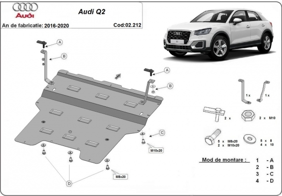 Steel skid plate for Audi Q2