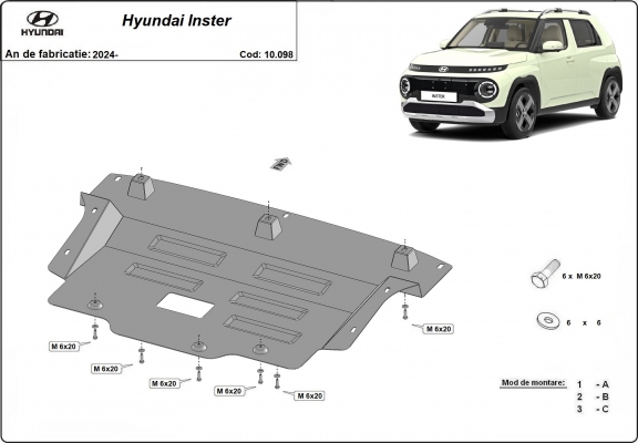Steel skid plate for Hyundai Inster