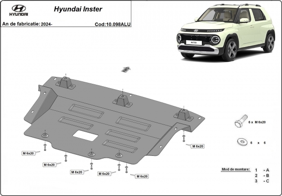 Aluminum skid plate for Hyundai Inster
