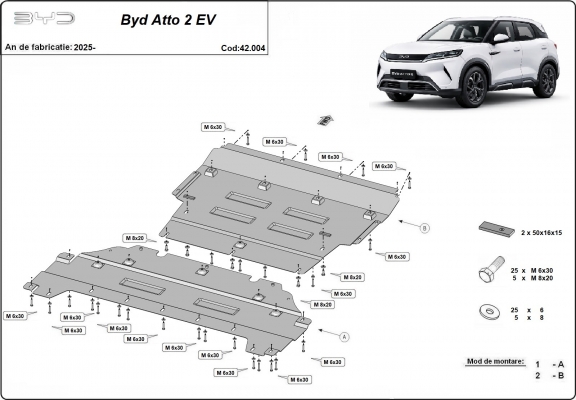 Steel skid plate for BYD Atto 2