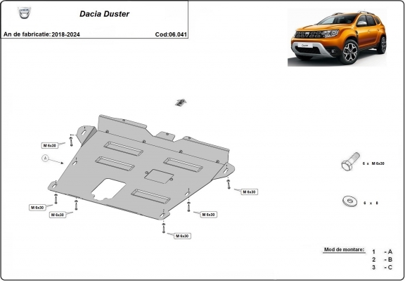 Steel skid plate for Dacia Duster