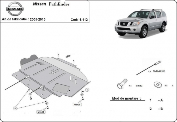 Steel skid plate for Nissan Pathfinder