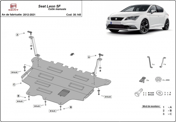 Steel skid plate for Seat Leon Mk3