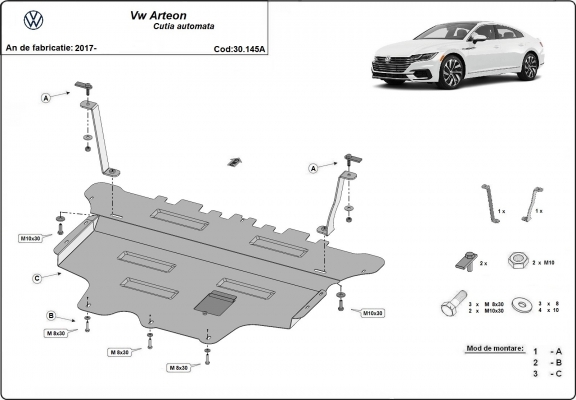 Steel skid plate for VW Arteon - automatic gearbox