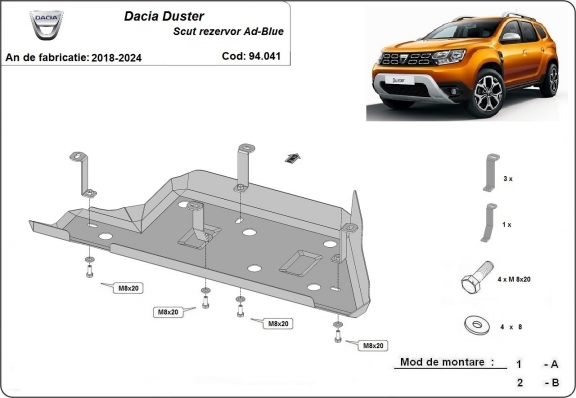 Steel AdBlue tank plate Dacia Duster