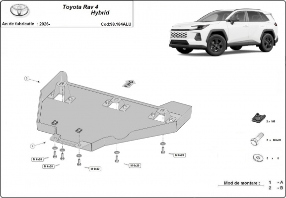Aluminum diferential skid plate for Toyota Rav4