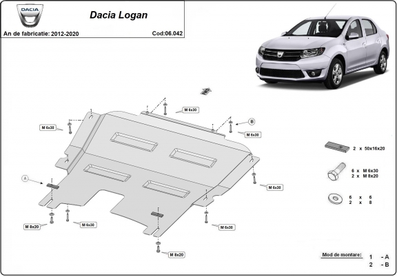 Steel skid plate for Dacia Logan 2