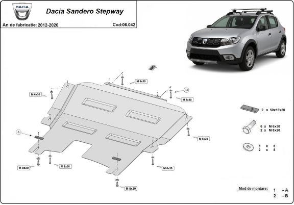Steel skid plate for Dacia Sandero Stepway