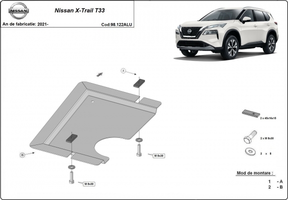 Aluminum diferential skid plate for Nissan X-Trail T33