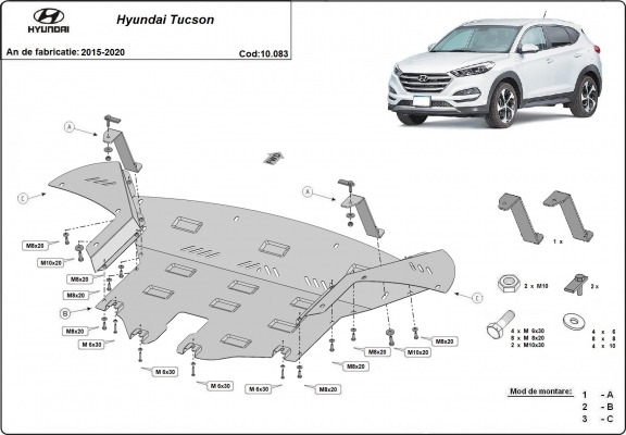 Steel skid plate for Hyundai Tucson
