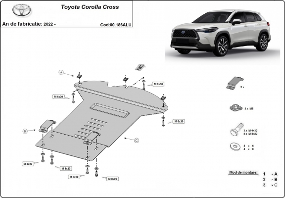 Aluminum catalytic converter plate/cat lock for Toyota Corolla Cross