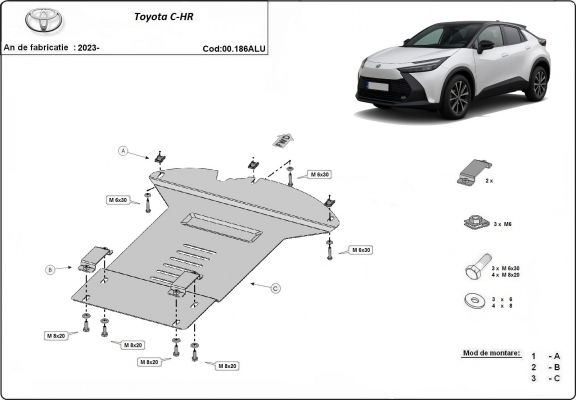 Aluminum catalytic converter plate/cat lock for Toyota C-HR