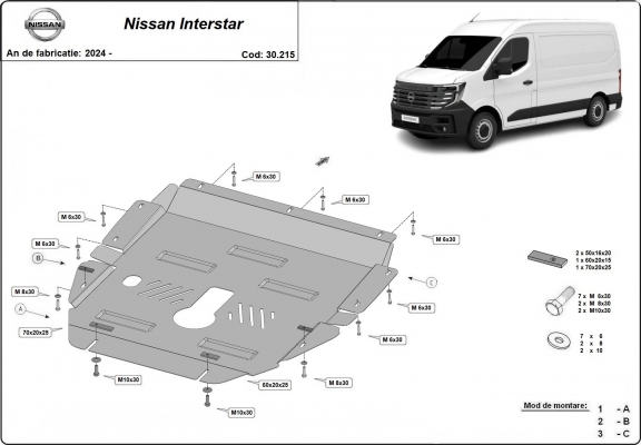 Steel skid plate for Nissan Interstar