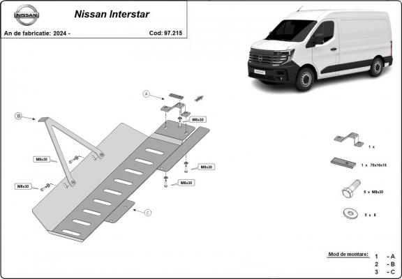 Steel catalytic converter guard/cat lock, system STOP&GO, EGR for Nissan Interstar