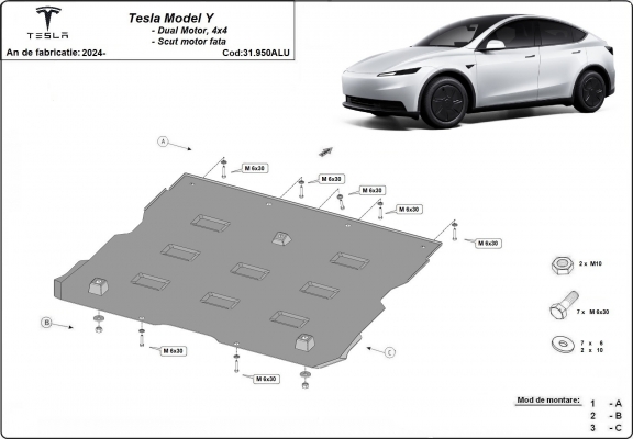 Front electric aluminum motor plate for Tesla model Y