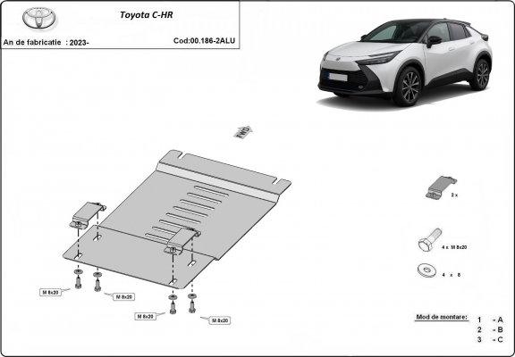 Aluminum catalytic converter plate/cat lock for Toyota C-HR