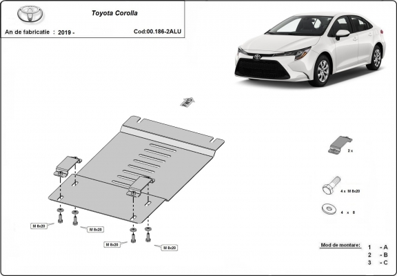 Aluminum catalytic converter plate/cat lock for Toyota Corolla