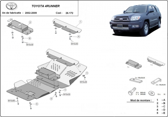 Steel skid plate for Toyota 4Runner