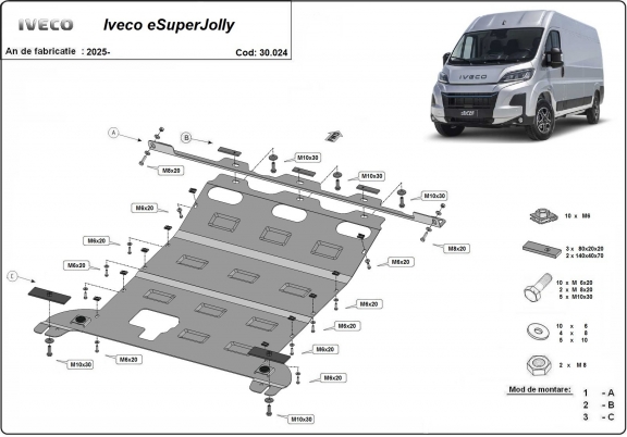 Steel skid plate for Iveco eSuperJolly