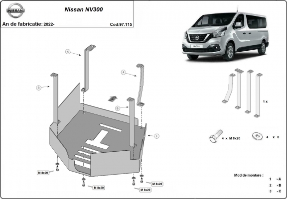 Steel catalytic converter plate/cat lock for Nissan NV300
