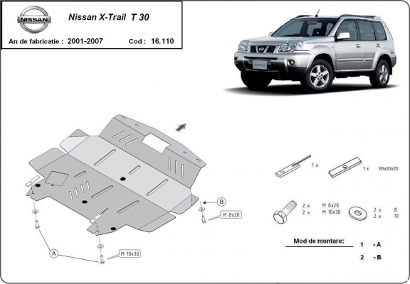 Steel skid plate for Nissan X-Trail T30