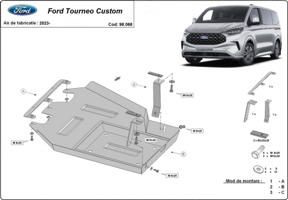 Steel AdBlue tank plate for Ford Tourneo Custom