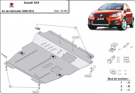 Steel skid plate for Suzuki SX 4