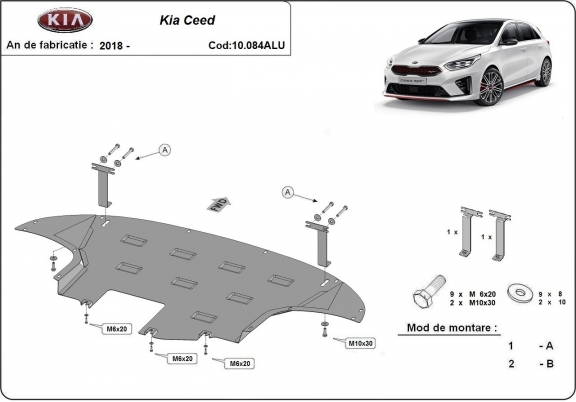 Aluminum skid plate for Kia C eed
