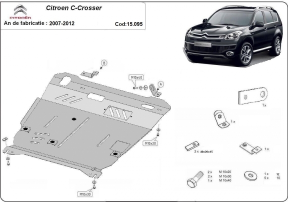 Steel skid plate for Citroen C - Crosser