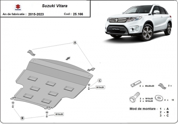 Steel skid plate for Suzuki Vitara