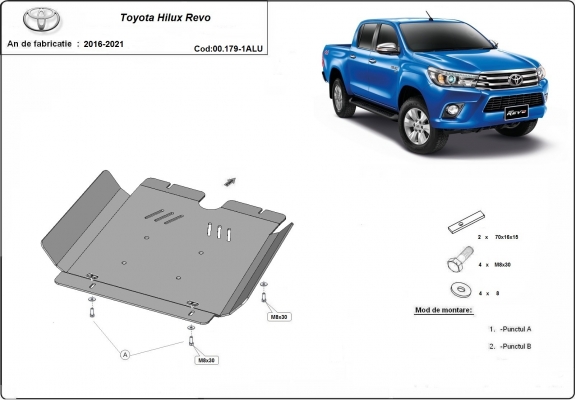 Aluminum gearbox skid plate for Toyota Hilux Revo
