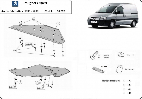 Steel skid plate for Peugeot Expert