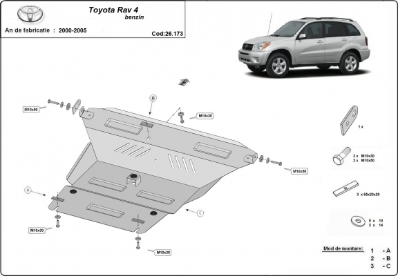 Steel skid plate for Toyota Rav4