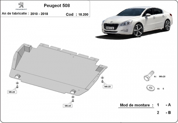 Steel skid plate for Peugeot 508