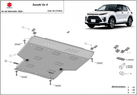 Aluminum skid plate for Suzuki SX4