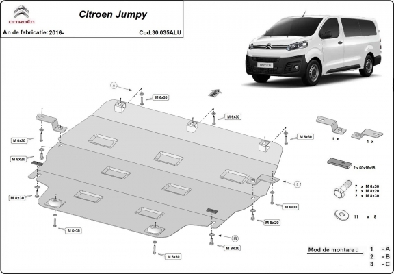 Aluminium skid plate for Citroen Jumpy