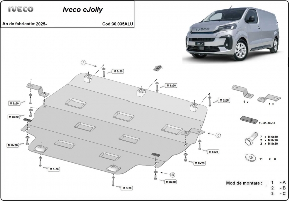Aluminium skid plate for Iveco eJolly